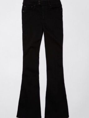 American Eagle Super High Waisted Flare Jeans Black Magic 18 Long